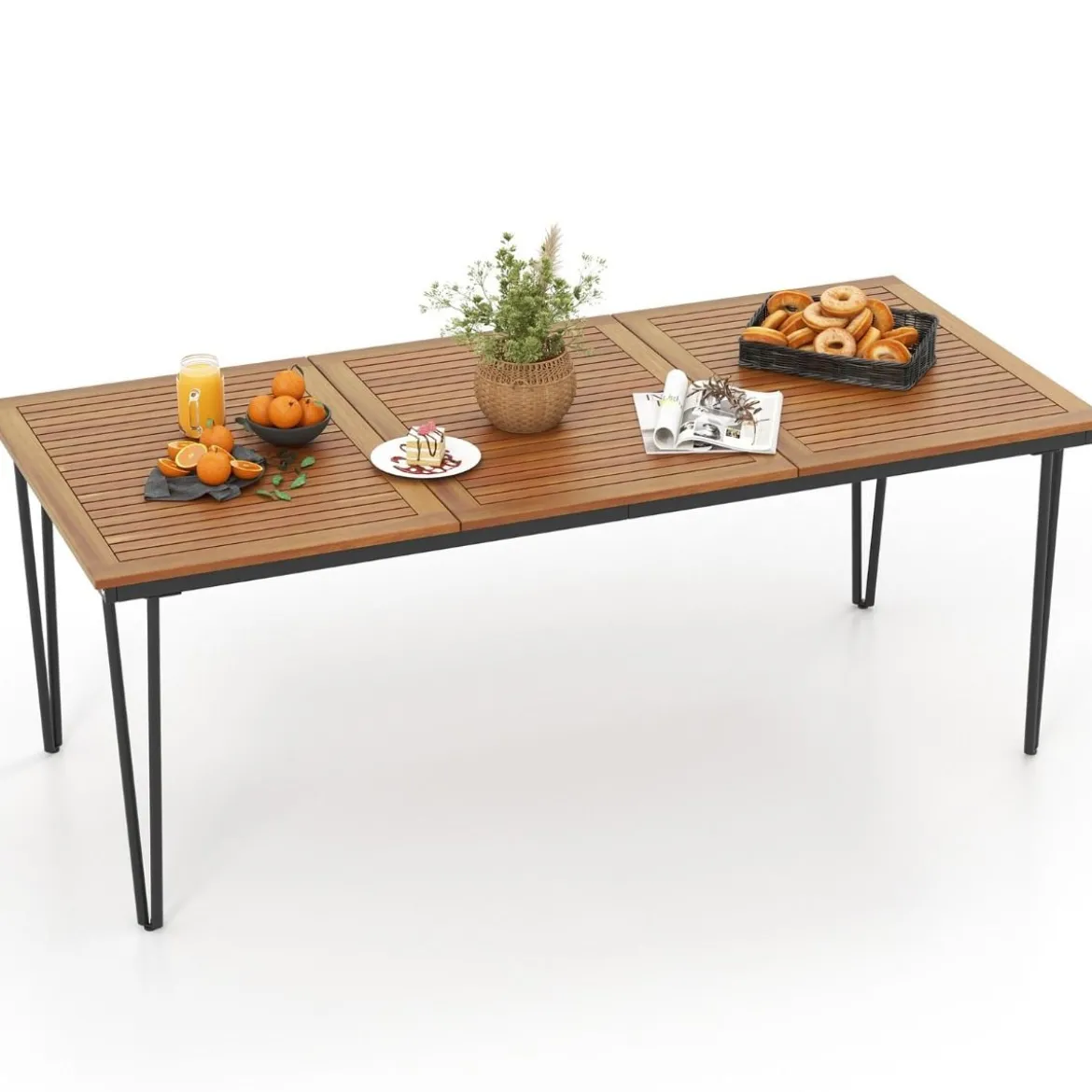Gartentisch Biertisch mit 5cm Schirmloch Holztisch für Outdoor Hinterhof 200 x 90 x 75 cm