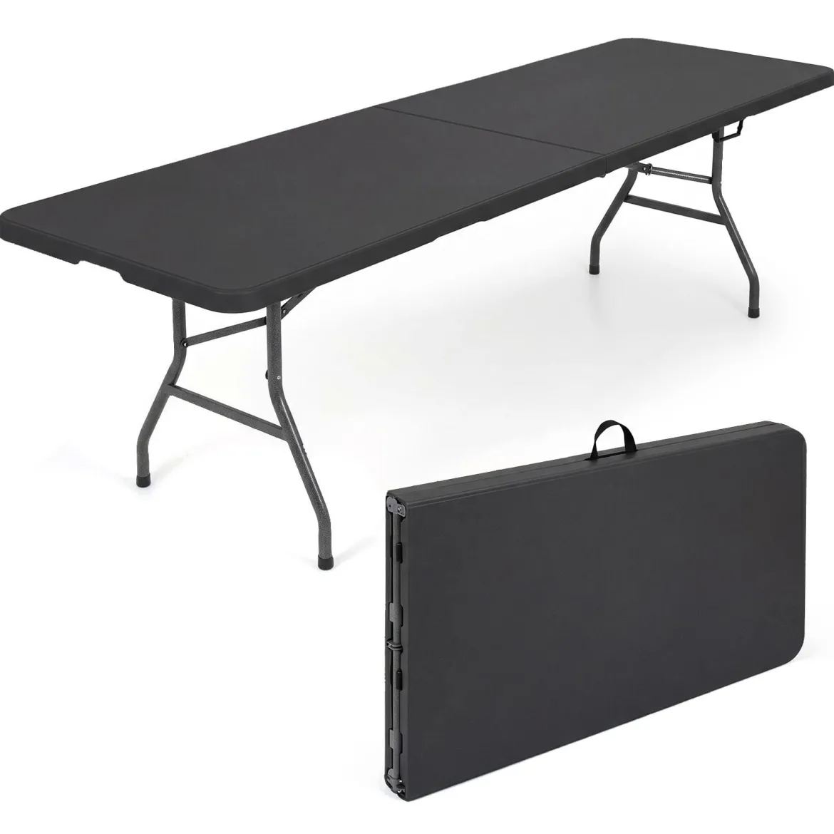 Gartentisch Klappbar 244 x 75 cm Campingtisch mit Tragegriff XXL für 10 Personen Schwarz