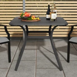 Gartentisch mit Tischplatte in Holzoptik für 4 Personen Terrassentisch Balkontisch 80 x 80 x 73 cm
