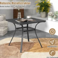 Gartentisch mit Tischplatte in Holzoptik für 4 Personen Terrassentisch Balkontisch 80 x 80 x 73 cm