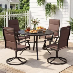 Gartentisch Rund Metall Ø 108 cm Wetterfester Esstisch für 4 Personen Robuster Terrassentisch