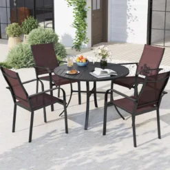 Gartentisch Rund Metall Ø 108 cm Wetterfester Esstisch für 4 Personen Robuster Terrassentisch