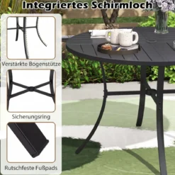 Gartentisch Rund Metall Ø 108 cm Wetterfester Esstisch für 4 Personen Robuster Terrassentisch