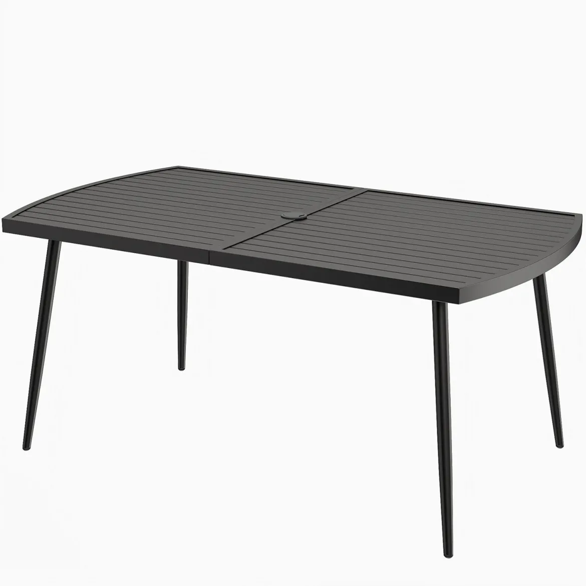 Gartentisch 160 x 90 cm Outdoor Esstisch für 6 Personen Balkontisch aus Metall mit 4 cm Schirmloch