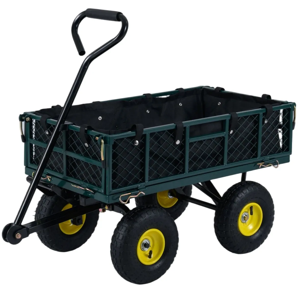 Gartenwagen klappbarer Schwerlast Metall Kippwagen mit 408 kg Tragkraft 2 in 1 Nutzwagen Grün