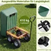 Gartenwagen mit Kippfunktion bis 410 kg Handwagen mit 125 L Volumen Verstellbarer Griff Grün