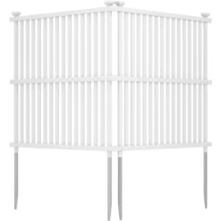 Gartenzaun 2-teilig 114 cm hoch Zaun mit Pfosten & Schutzkappen Sichtschutzzaun Weiß