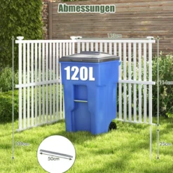 Gartenzaun 2-teilig 114 cm hoch Zaun mit Pfosten & Schutzkappen Sichtschutzzaun Weiß