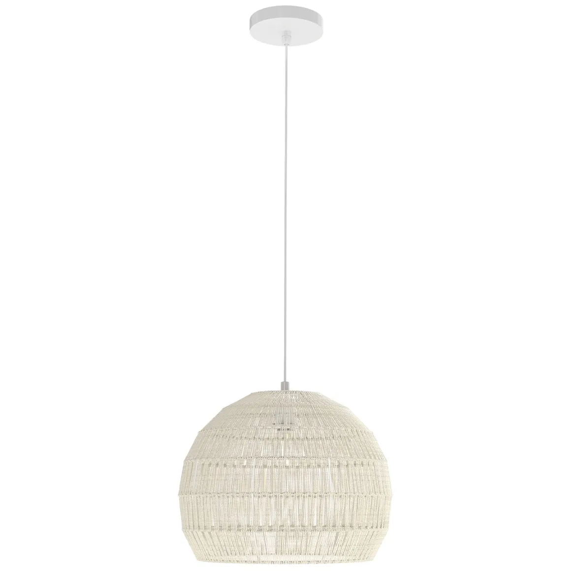 Geflochtene Pendelleuchte Boho Deckenleuchte mit Verstellbarer Aufhänghöhe Hängelampe Beige