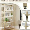 Geometrisches Bücherregal mit Offenen Holzregale & Metallrahmen Büroregal Standregal Gold & Weiß