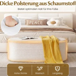 Gepolsterte Ottomane Bank 120 cm Moderner Hocker am Fußende des Bettes mit Cordstoff & Hochdichtem Schaumstoff Beige
