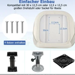 Gepolsterter Bootssitz mit Wasserdichtem PVC-Leder & Dicker Schwammpolsterung Bootsstuhl Weiß