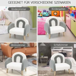 Gepolsterter Kindersofa mit Massivholzbeinen Kindersessel Grau