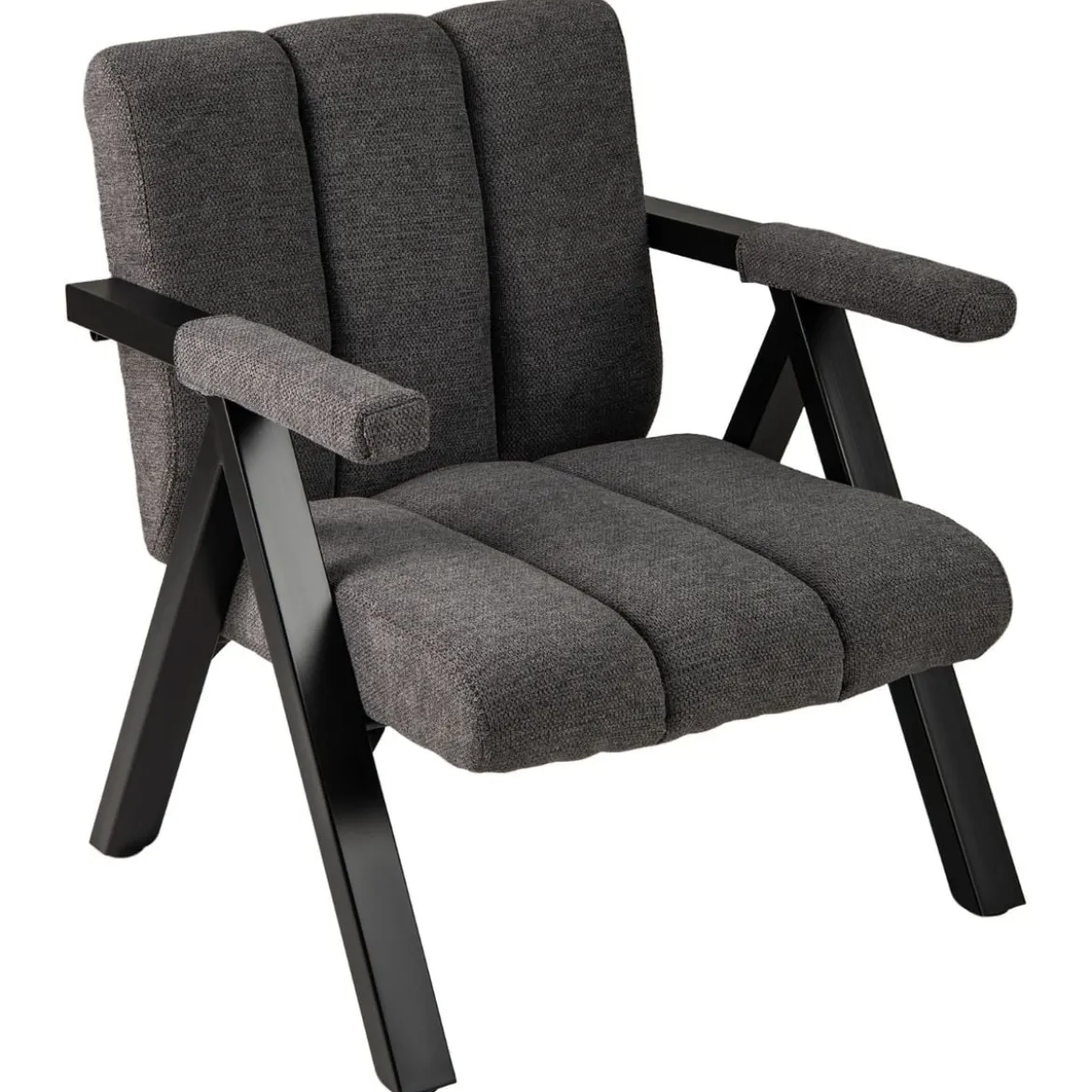 Gepolsterter Loungesessel mit Armlehnen& Metallrahmen Sessel Modern Sofastuhl Relaxsessel Grau