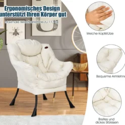 Gepolsterter Sessel mit Armlehnen & Seitentasche Relaxsessel Loungesessel Fernsehsessel