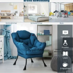 Gepolsterter Sessel mit Armlehnen & Seitentasche Relaxsessel Loungesessel Fernsehsessel