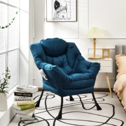 Gepolsterter Sessel mit Armlehnen & Seitentasche Relaxsessel Loungesessel Fernsehsessel