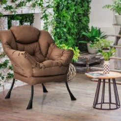 Gepolsterter Sessel mit Armlehnen & Seitentasche Relaxsessel Loungesessel Fernsehsessel