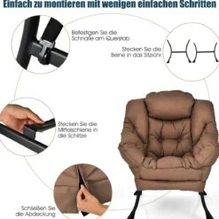 Gepolsterter Sessel mit Armlehnen & Seitentasche Relaxsessel Loungesessel Fernsehsessel
