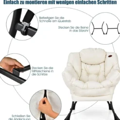 Gepolsterter Sessel mit Armlehnen & Seitentasche Relaxsessel Loungesessel Fernsehsessel