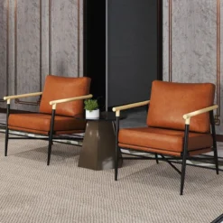 Gepolsterter Sessel mit Armlehnen Loungesessel mit Abnehmbarem Rückenkissen Relaxsessel Braun