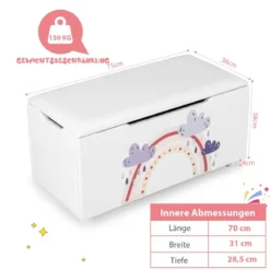 Gepolsterte Spielzeugkiste mit Abnehmbarem Deckel & Raketen 75 x 36 x 38 cm Weiß