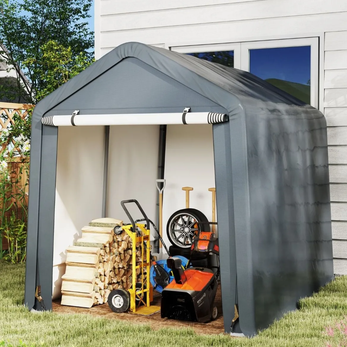 Gerätehaus Fahrradgarage Geräteschuppen Zeltgarage Garagenzelt Lagerzelt 195 x 240 x 214 cm