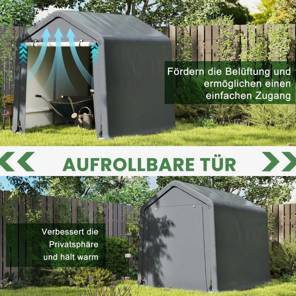 Gerätehaus Fahrradgarage Geräteschuppen Zeltgarage Garagenzelt Lagerzelt 195 x 240 x 214 cm