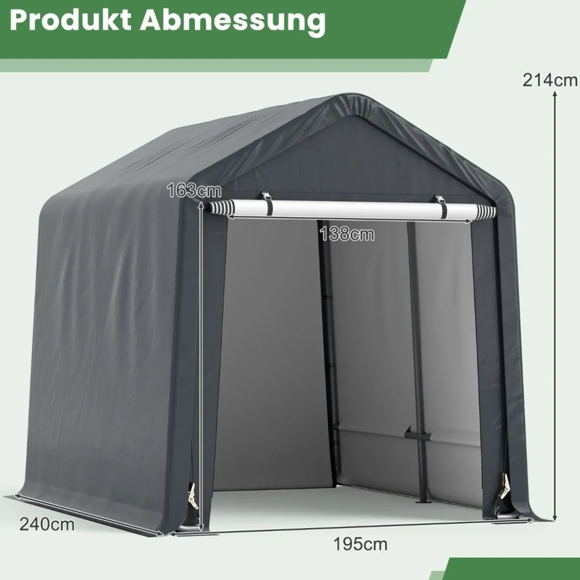 Gerätehaus Fahrradgarage Geräteschuppen Zeltgarage Garagenzelt Lagerzelt 195 x 240 x 214 cm