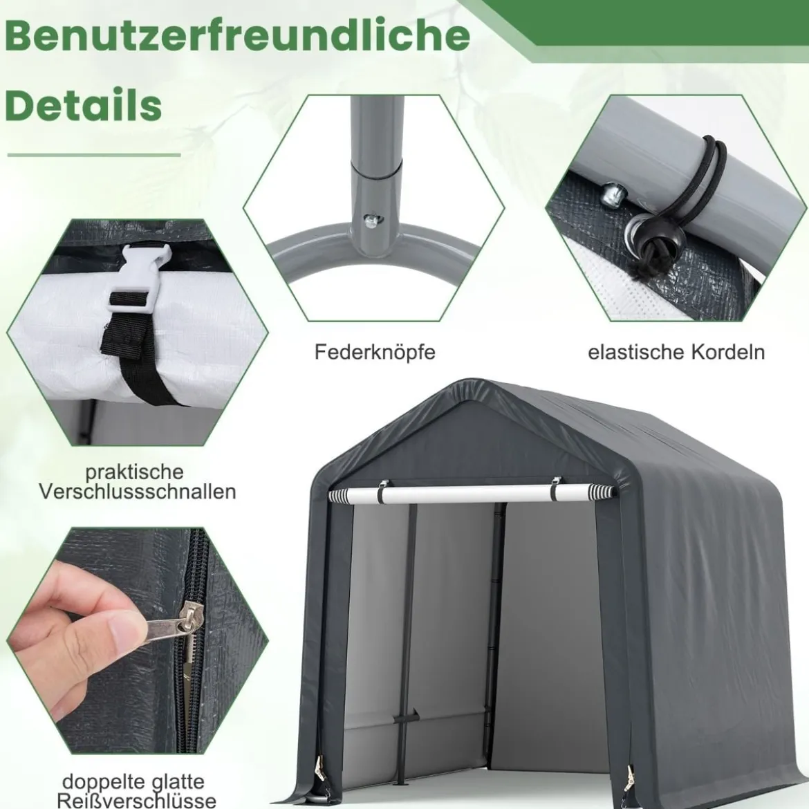 Gerätehaus Fahrradgarage Geräteschuppen Zeltgarage Garagenzelt Lagerzelt 195 x 240 x 214 cm