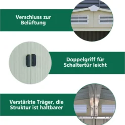 Gerätehaus Gartenhaus Lagerschuppen Geräteschuppen mit Schiebetür Grün Metall 205 x 257 x 175,5 cm