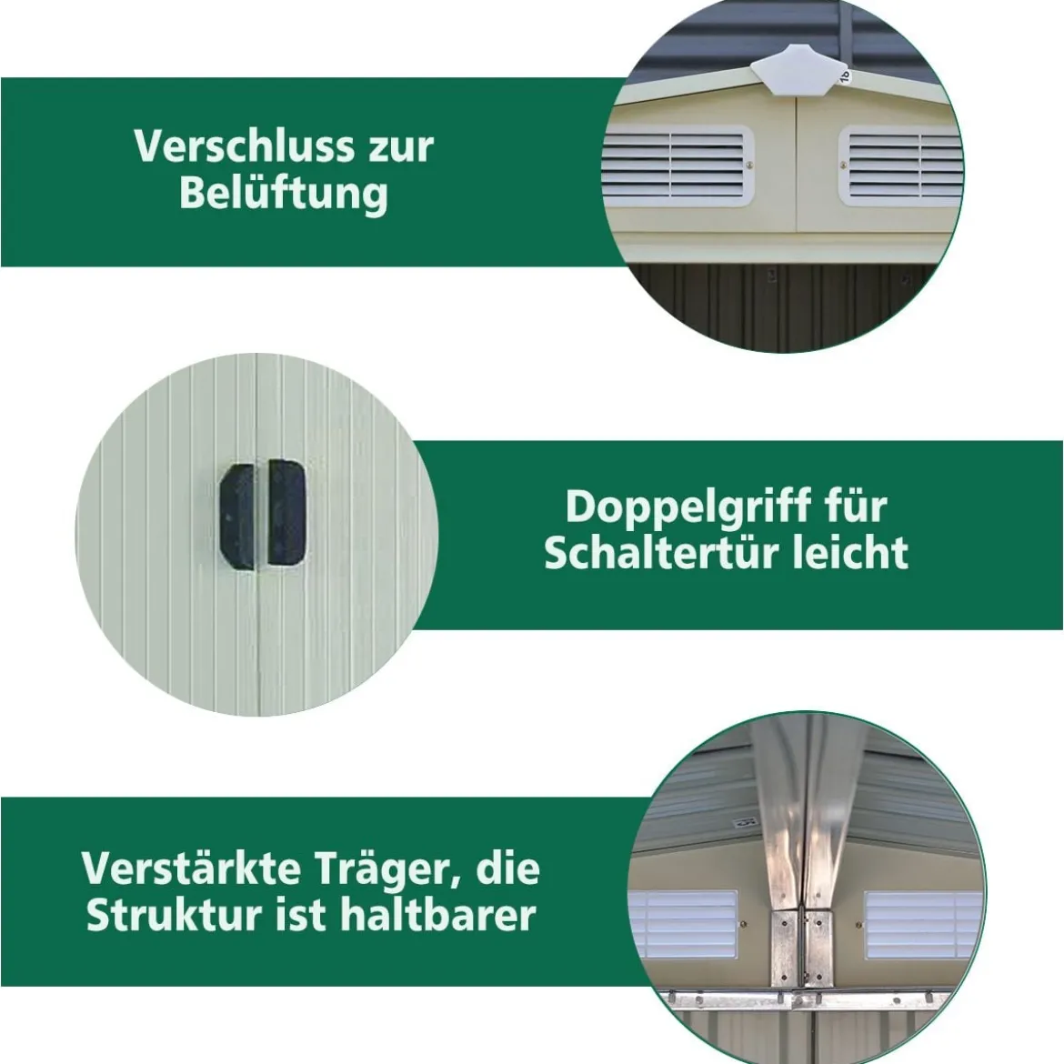 Gerätehaus Gartenhaus Lagerschuppen Geräteschuppen mit Schiebetür Grün Metall 205 x 257 x 175,5 cm