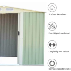 Gerätehaus Gartenhaus Lagerschuppen Geräteschuppen mit Schiebetür Grün Metall 205 x 257 x 175,5 cm