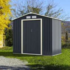 Gerätehaus Metall Erweitert-213 x 191 x 195 cm Geräteschuppen abschließbar Gartenhaus mit 4 Luftschlitzen