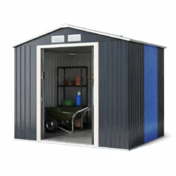 Gerätehaus Metall Erweitert-213 x 191 x 195 cm Geräteschuppen abschließbar Gartenhaus mit 4 Luftschlitzen