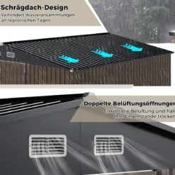 Gerätehaus Metall Geräteschuppen mit Schrägdach & Doppeltür 350 x 223 x 197 cm
