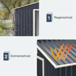 Gerätehaus Metall mit 4 Luftschlitzen & Schiebetür Geräteschuppen abschließbar 340 x 255 x 210 cm Outdoor (Nur Gerätehaus)