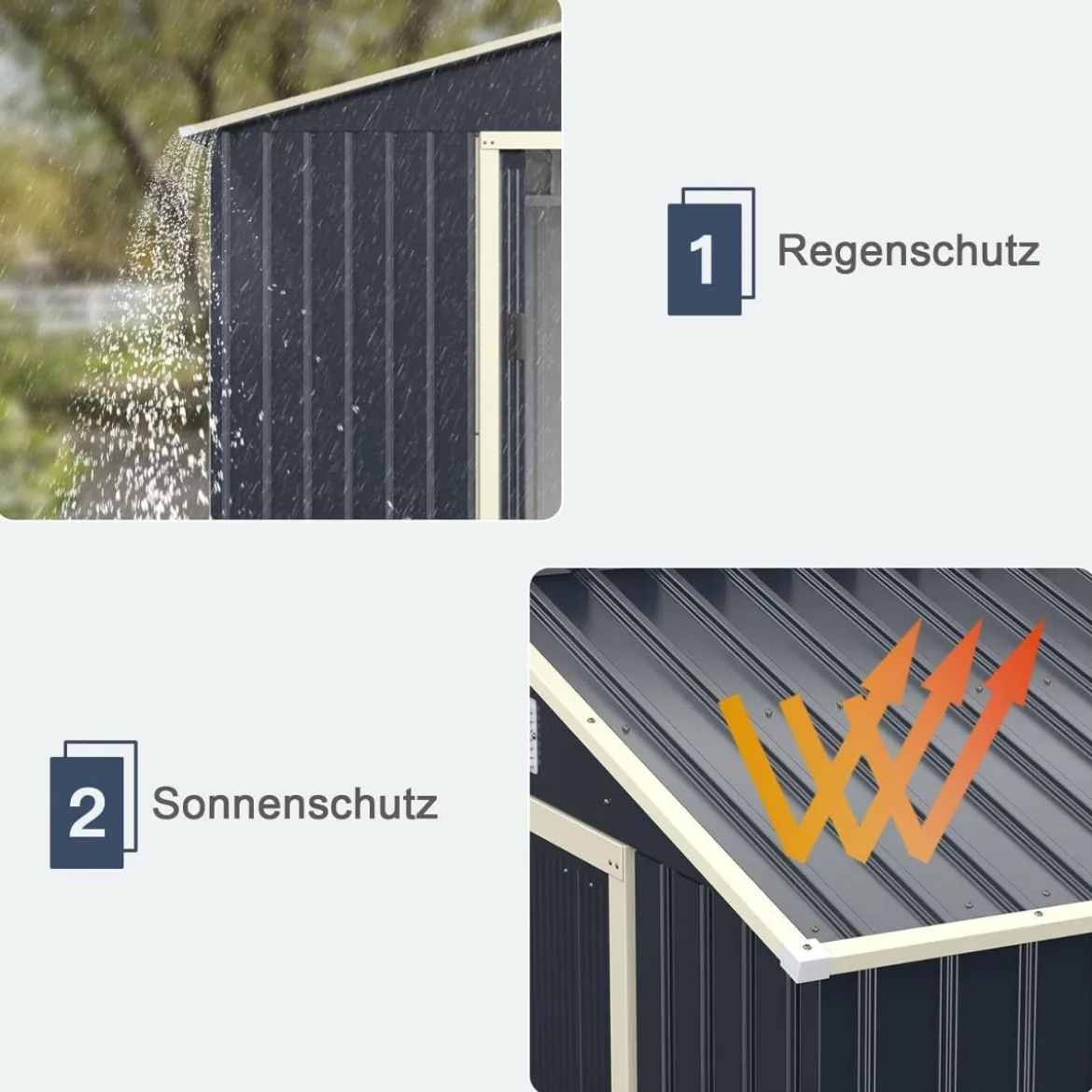 Gerätehaus Metall mit 4 Luftschlitzen & Schiebetür Geräteschuppen abschließbar 340 x 255 x 210 cm Outdoor (Nur Gerätehaus)
