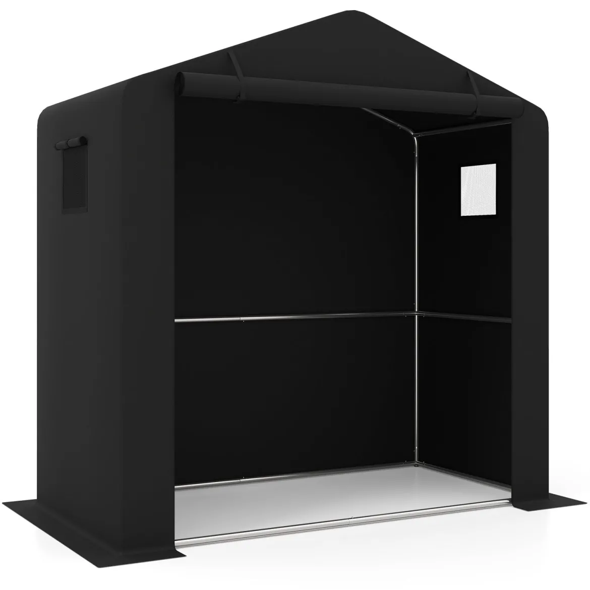 Gerätehaus mit Reißverschluss-Rolltür & Verzinktem Metallrahmen 190 x 95 x 194 cm Schwarz