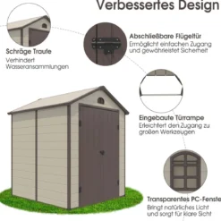 Geräteschuppen für den Außenbereich Gartengeräteschrank mit Lüftungsschächten Gerätehaus