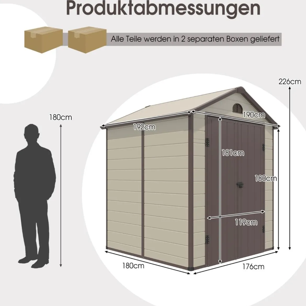 Geräteschuppen für den Außenbereich Gartengeräteschrank mit Lüftungsschächten Gerätehaus