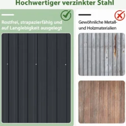 Geräteschuppen Gerätehaus aus Verzinktem Stahl 238 x 193 x 208 cm Gartenhaus mit Satteldach Grau