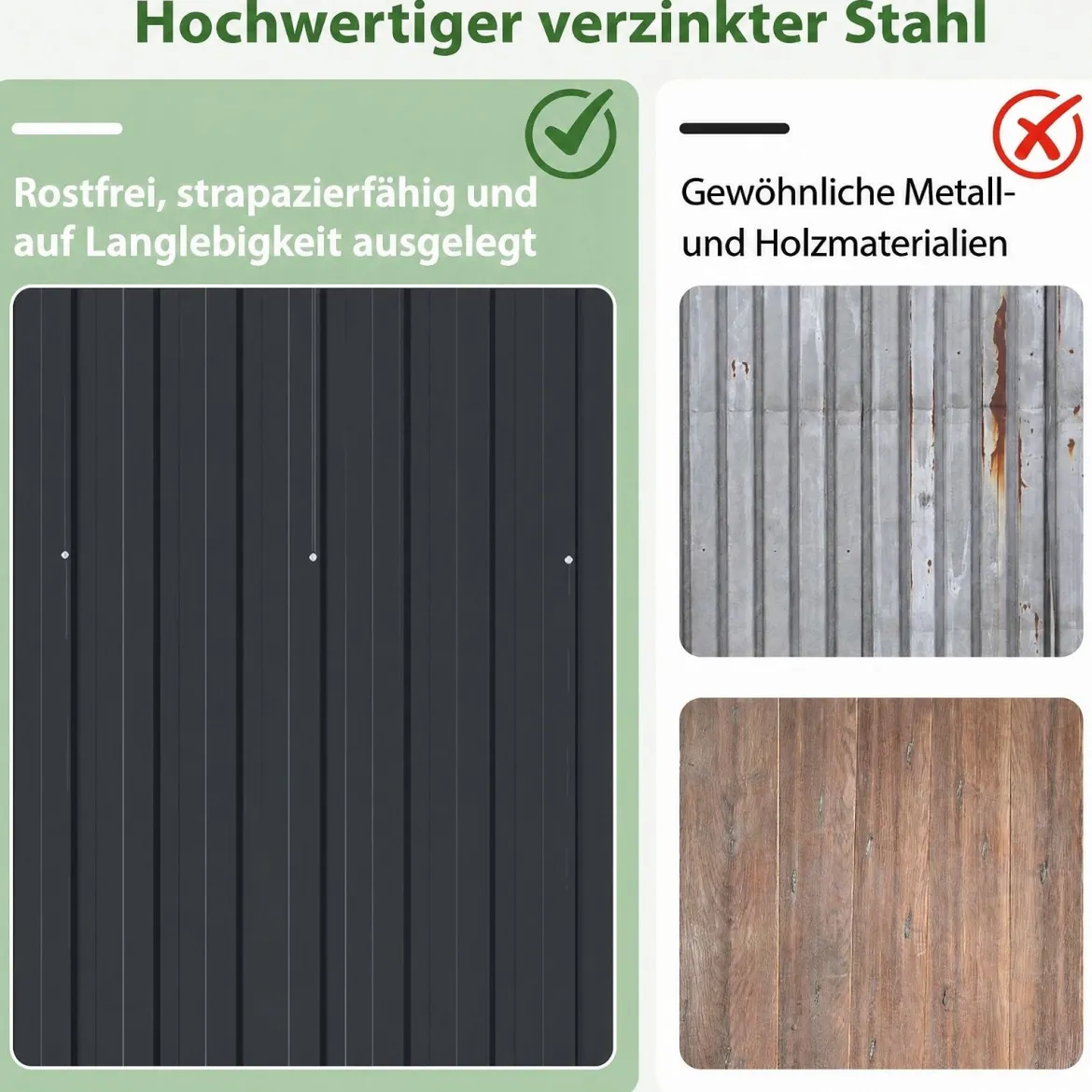 Geräteschuppen Gerätehaus aus Verzinktem Stahl 238 x 193 x 208 cm Gartenhaus mit Satteldach Grau