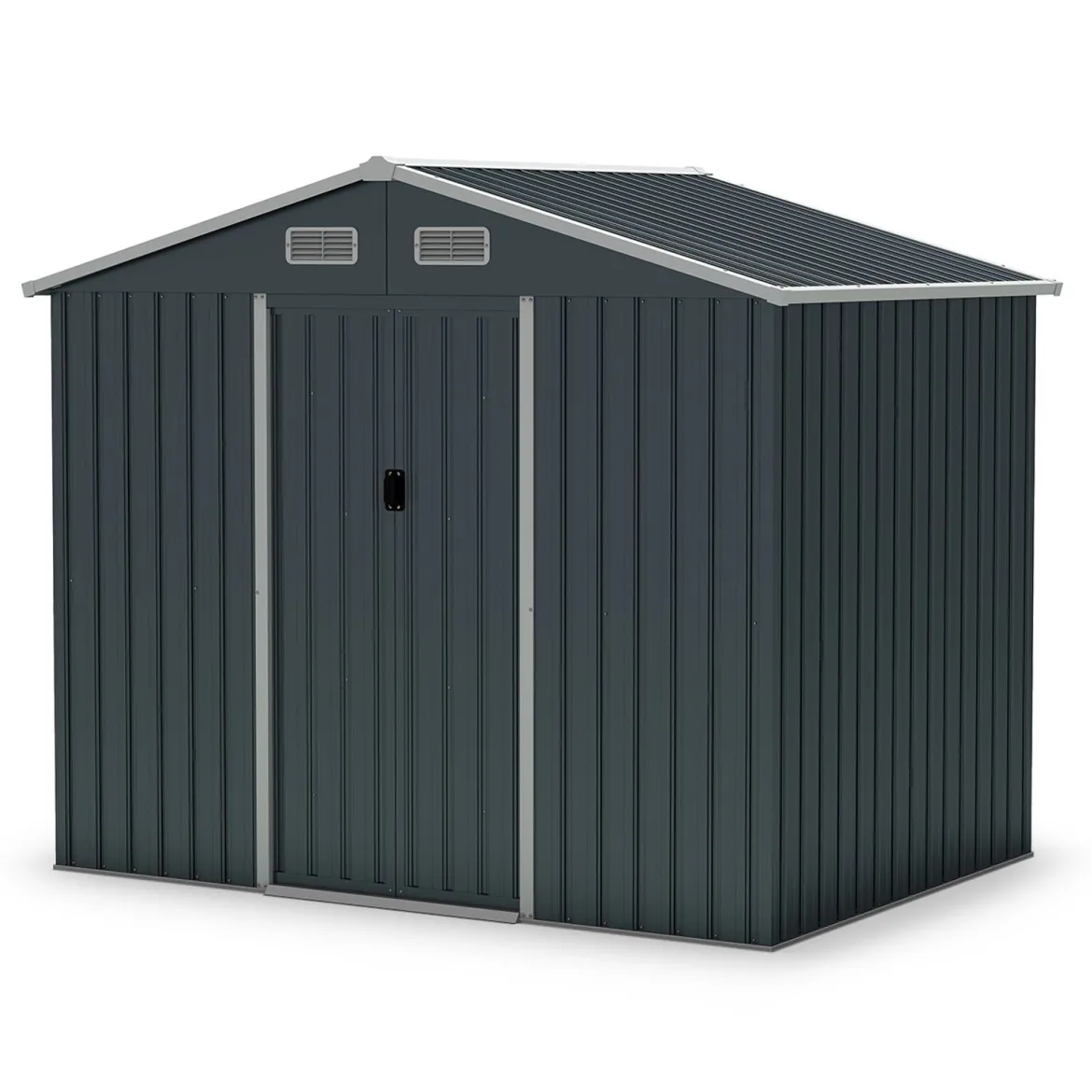 Geräteschuppen Gerätehaus Metall mit Pultdach & Schiebetüren Gartenhaus Fahrradgarage Gartenschuppen