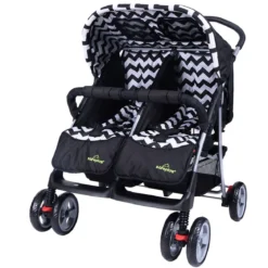 Geschwisterwagen Klappbarer Kinder Zwillingswagen Geschwisterkinderwagen Schwarz 82 x 91 x 105 cm