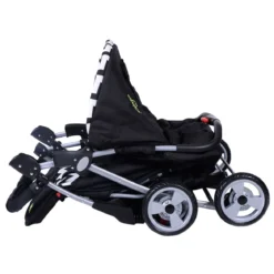 Geschwisterwagen Klappbarer Kinder Zwillingswagen Geschwisterkinderwagen Schwarz 82 x 91 x 105 cm