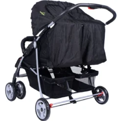 Geschwisterwagen Klappbarer Kinder Zwillingswagen Geschwisterkinderwagen Schwarz 82 x 91 x 105 cm