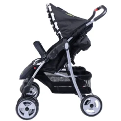 Geschwisterwagen Klappbarer Kinder Zwillingswagen Geschwisterkinderwagen Schwarz 82 x 91 x 105 cm