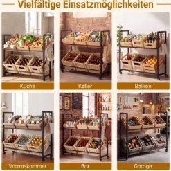 Getränkekistenregal aus Stahl Kistenregal mit Ablagen für 6 Kisten104 x 32 x 89 cm Schwarz