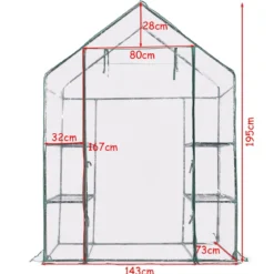 Gewächshaus Foliengewächshaus Treibhaus Pflanzenhaus Tomatenhaus 143 x 73 x 195 cm